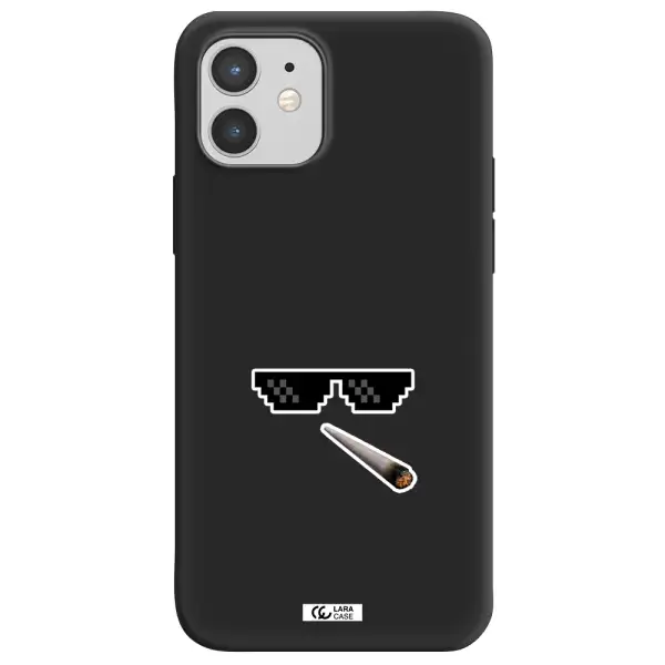 a cigarette and sunglasses Apple iPhone 12 Silicone black Case