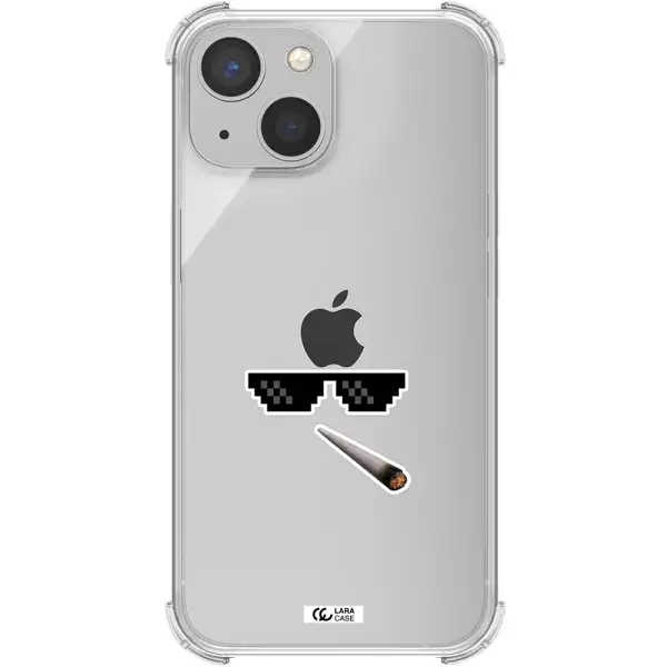 a cigarette and sunglasses Apple iPhone 13 Clear PC Case