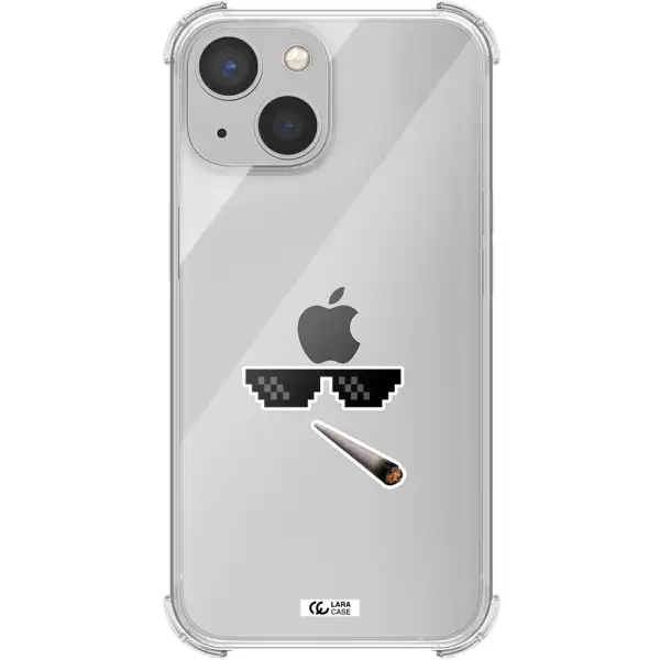 a cigarette and sunglasses Apple iPhone 13 mini Clear PC Case