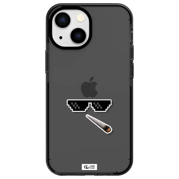 a cigarette and sunglasses Apple iPhone 13 mini impact Smoke Black Case