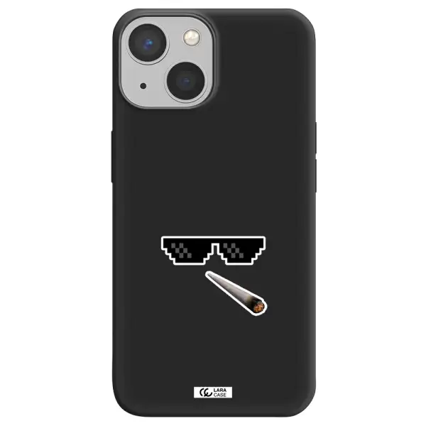 a cigarette and sunglasses Apple iPhone 13 mini Silicone black Case