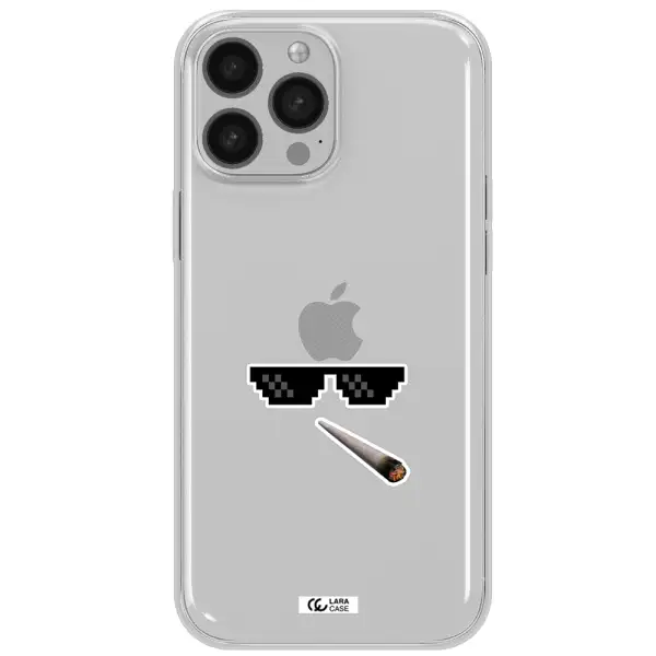 a cigarette and sunglasses Apple iPhone 13 Pro Max Clear TPU Case