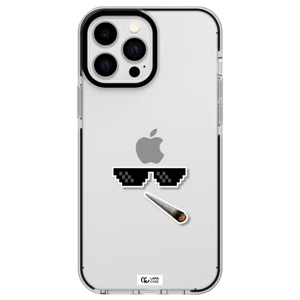 a cigarette and sunglasses Apple iPhone 13 Pro Max impact black border Case
