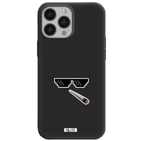 a cigarette and sunglasses Apple iPhone 13 Pro Max Silicone black Case