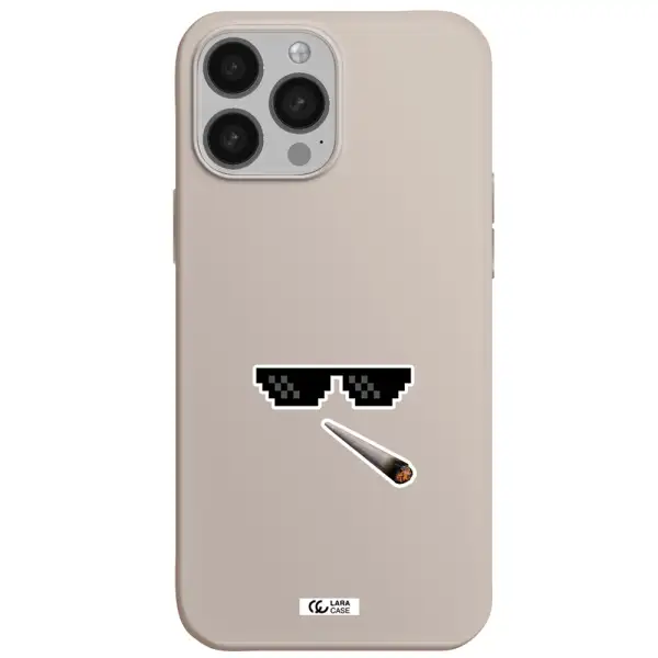 a cigarette and sunglasses Apple iPhone 13 Pro Max Silicone Stone Case