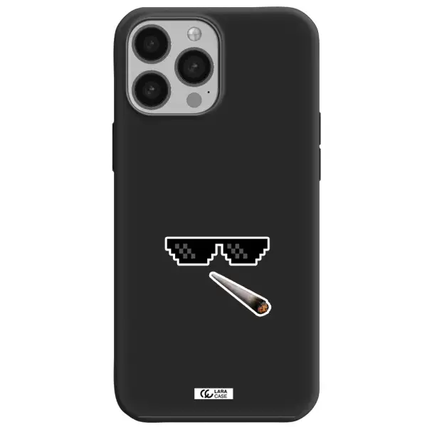 a cigarette and sunglasses Apple iPhone 13 Pro Silicone black Case