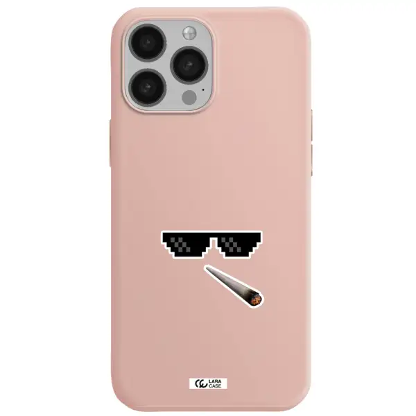a cigarette and sunglasses Apple iPhone 13 Pro Silicone pastel pink Case