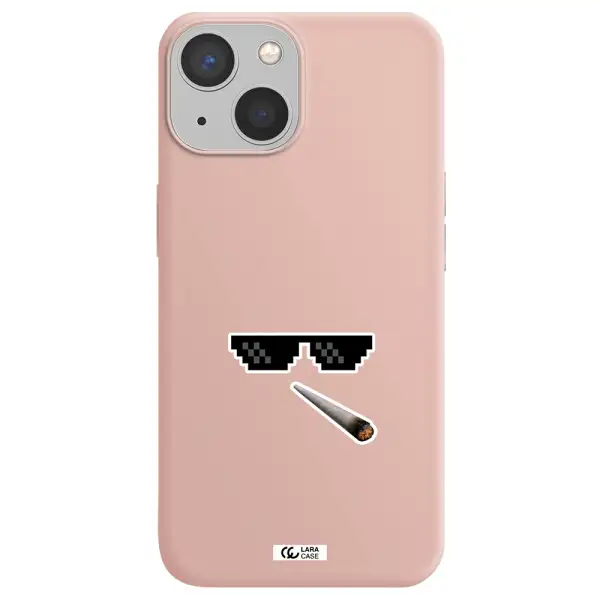 a cigarette and sunglasses Apple iPhone 13 Silicone pastel pink Case