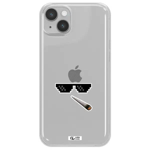 a cigarette and sunglasses Apple iPhone 14 Clear TPU Case