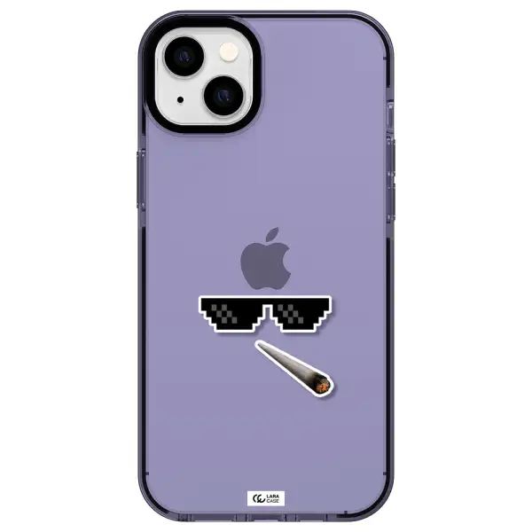 a cigarette and sunglasses Apple iPhone 14 plus impact Lilac Case