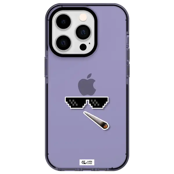 a cigarette and sunglasses Apple iPhone 14 pro impact Lilac Case