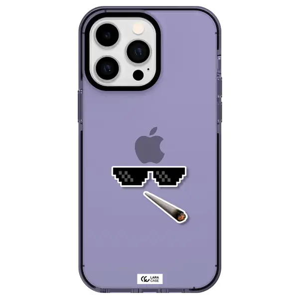 a cigarette and sunglasses Apple iPhone 14 pro max impact Lilac Case