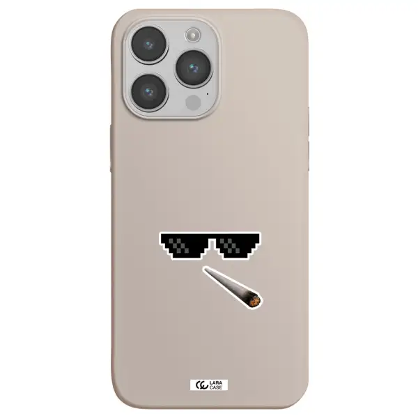 a cigarette and sunglasses Apple iPhone 14 pro Silicone Stone Case