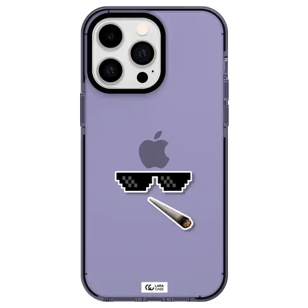 a cigarette and sunglasses Apple iPhone 15 Pro impact Lilac Case