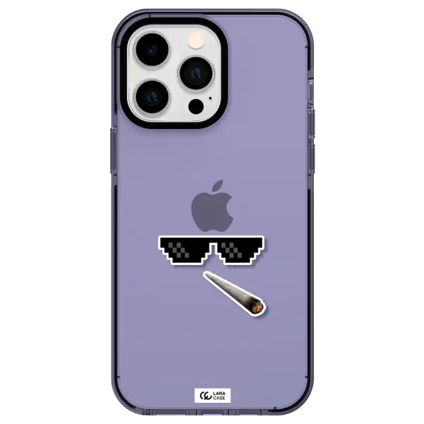 a cigarette and sunglasses Apple iPhone 15 Pro Max impact Lilac Case