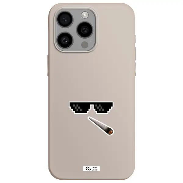 a cigarette and sunglasses Apple Iphone 15 Pro max Silicone Stone Case