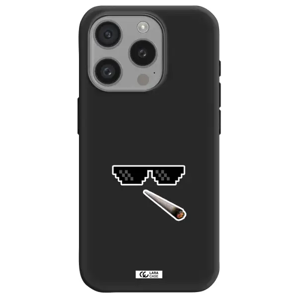 A Cigarette And Sunglasses Apple Iphone 15 Pro Silicone Black Case