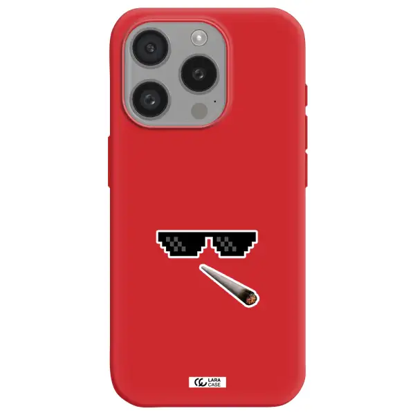 A Cigarette And Sunglasses Apple Iphone 15 Pro Silicone Imperial Red Case