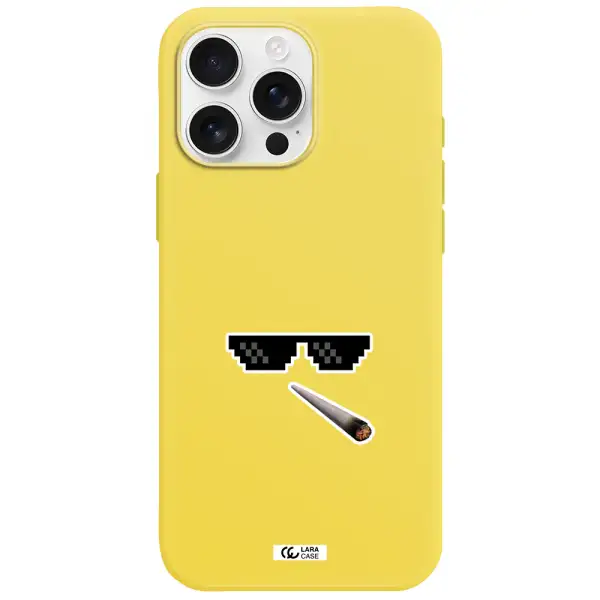 A Cigarette And Sunglasses Apple Iphone 16 Pro Max Silicone Canary Yellow Case