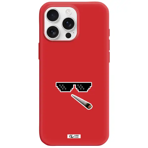A Cigarette And Sunglasses Apple Iphone 16 Pro Max Silicone Imperial Red Case