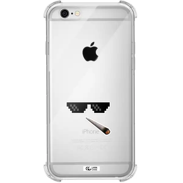 a cigarette and sunglasses Apple iPhone 6 Clear PC Case