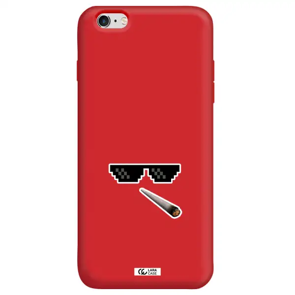 a cigarette and sunglasses Apple iPhone 6 plus Silicone Imperial Red Case