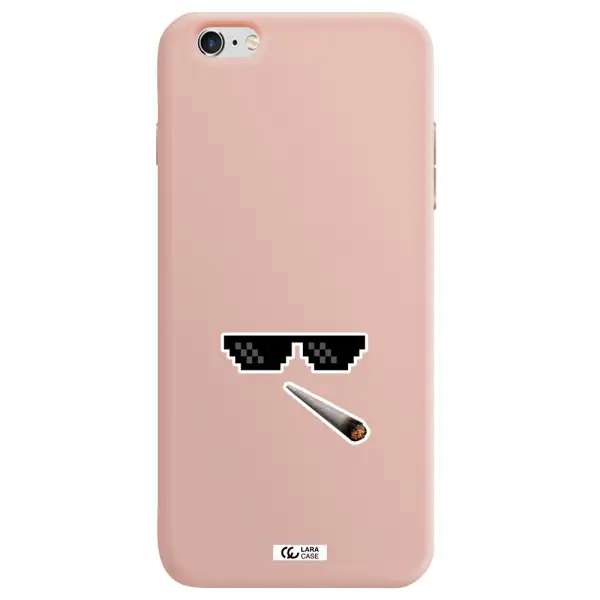 a cigarette and sunglasses Apple iPhone 6 plus Silicone pastel pink Case