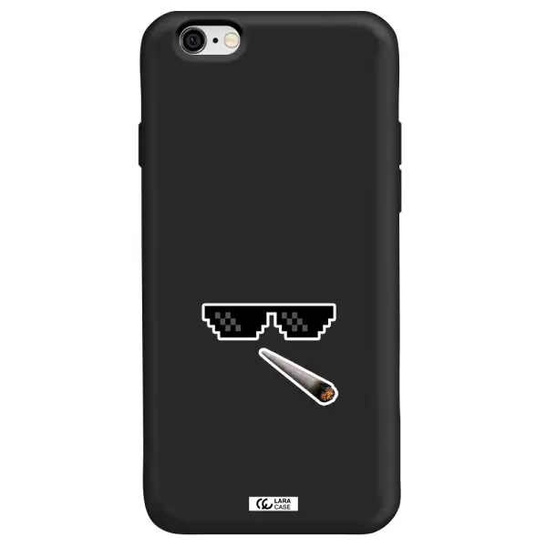 a cigarette and sunglasses Apple iPhone 6 Silicone black Case