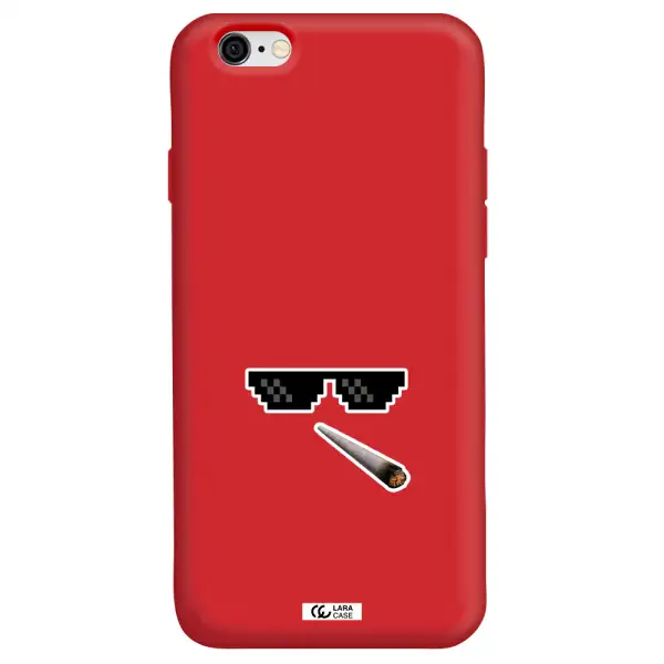 a cigarette and sunglasses Apple iPhone 6 Silicone Imperial Red Case