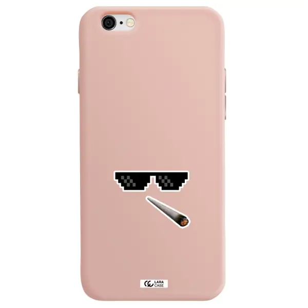 a cigarette and sunglasses Apple iPhone 6 Silicone pastel pink Case