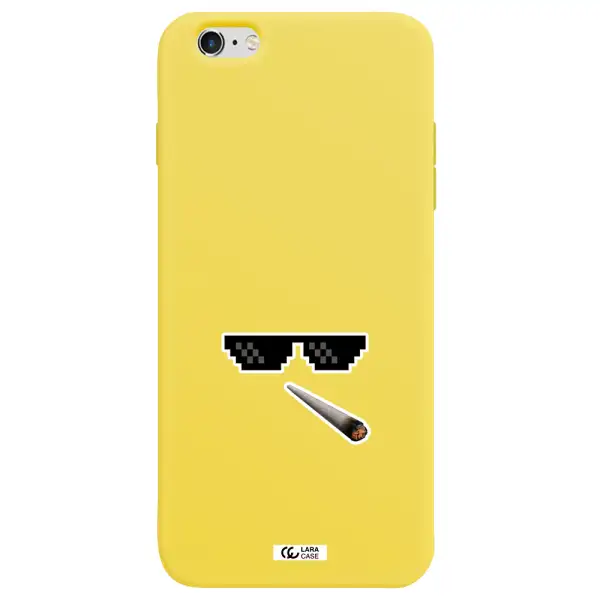a cigarette and sunglasses Apple iPhone 6S Silicone canary yellow Case