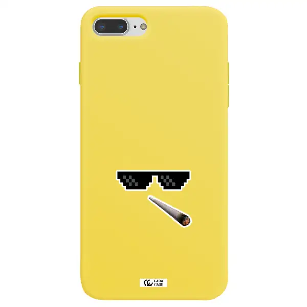 a cigarette and sunglasses Apple iPhone 7 plus Silicone canary yellow Case