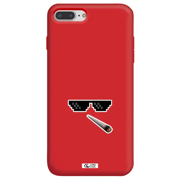 a cigarette and sunglasses Apple iPhone 7 plus Silicone Imperial Red Case