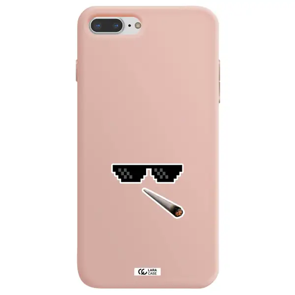 a cigarette and sunglasses Apple iPhone 7 plus Silicone pastel pink Case