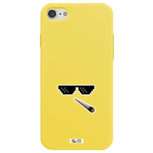 a cigarette and sunglasses Apple iPhone 7 Silicone canary yellow Case