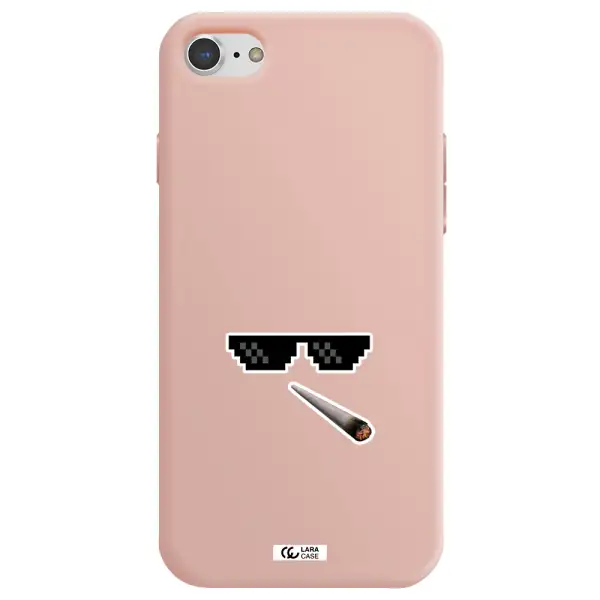 a cigarette and sunglasses Apple iPhone 7 Silicone pastel pink Case