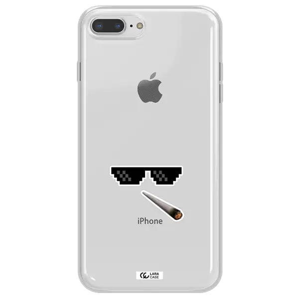 a cigarette and sunglasses Apple iPhone 8 plus Clear TPU Case