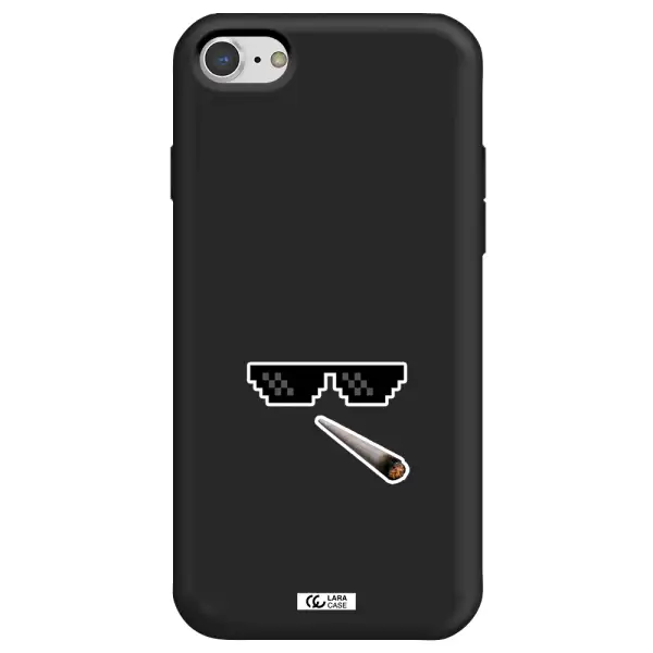 a cigarette and sunglasses Apple iPhone 8 Silicone black Case