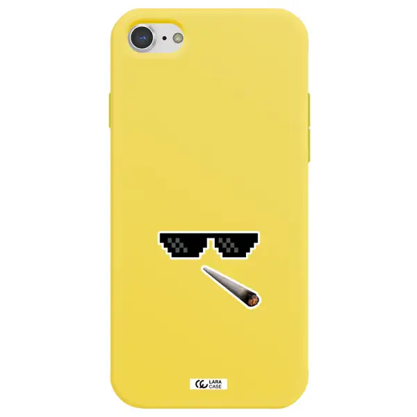 a cigarette and sunglasses Apple iPhone 8 Silicone canary yellow Case