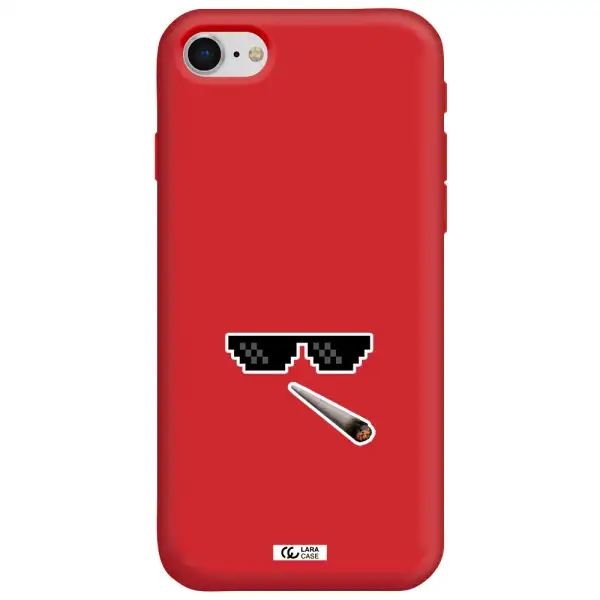 a cigarette and sunglasses Apple iPhone se 2020 Silicone Imperial Red Case