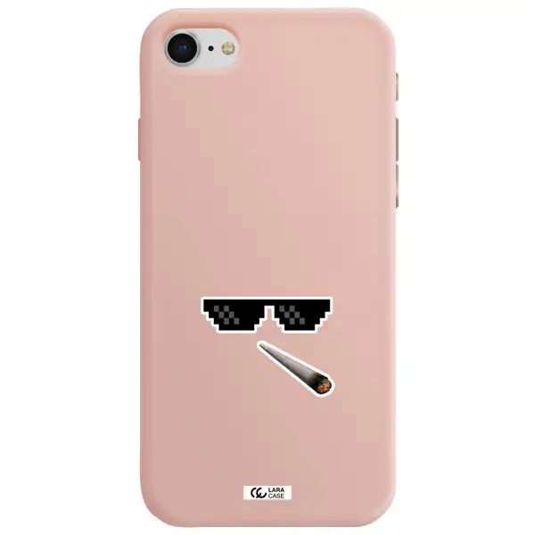 a cigarette and sunglasses Apple iPhone se 2020 Silicone pastel pink Case