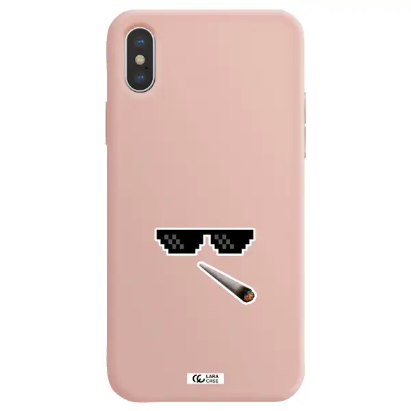 a cigarette and sunglasses Apple iPhone X Silicone pastel pink Case