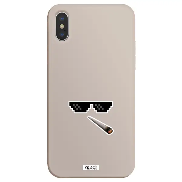 a cigarette and sunglasses Apple iPhone X Silicone Stone Case