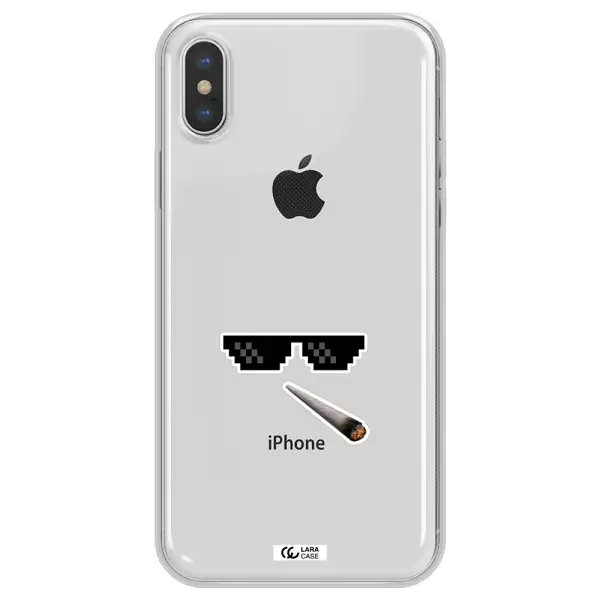 a cigarette and sunglasses Apple iPhone XS max Clear TPU Case