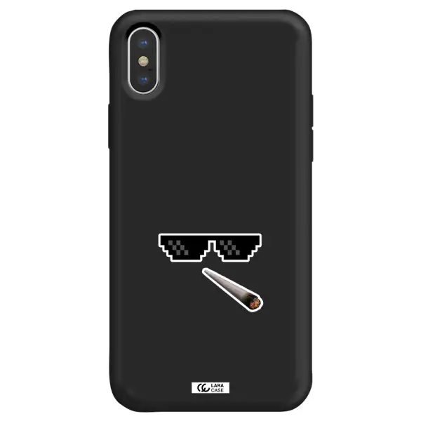 a cigarette and sunglasses Apple iPhone XS max Silicone black Case