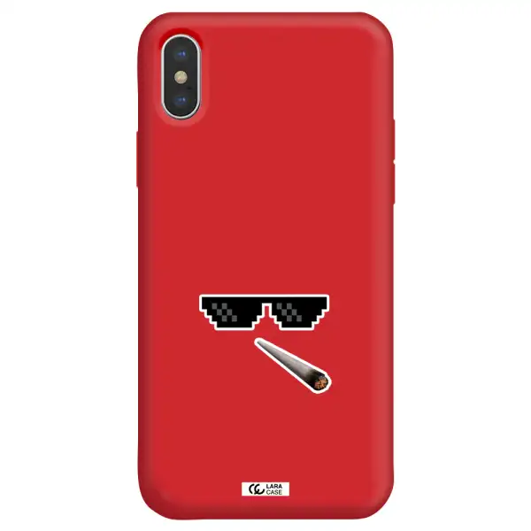 a cigarette and sunglasses Apple iPhone XS Silicone Imperial Red Case