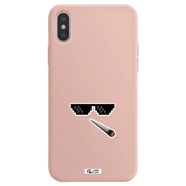 a cigarette and sunglasses Apple iPhone XS Silicone pastel pink Case