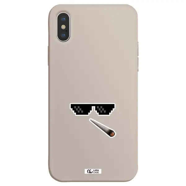 a cigarette and sunglasses Apple iPhone XS Silicone Stone Case