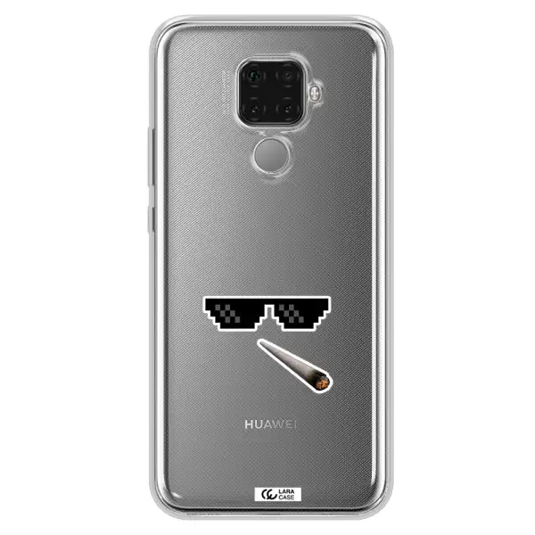 a cigarette and sunglasses Huawei Mate 30 Lite Clear TPU Case