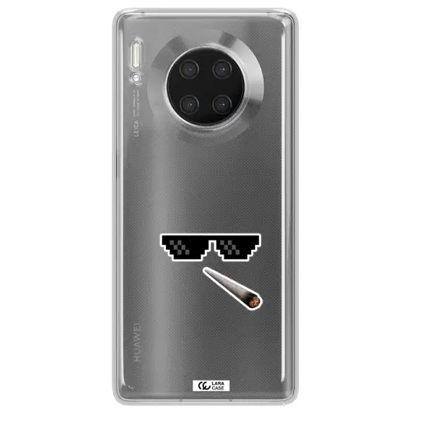 a cigarette and sunglasses Huawei Mate 30 Pro Clear TPU Case
